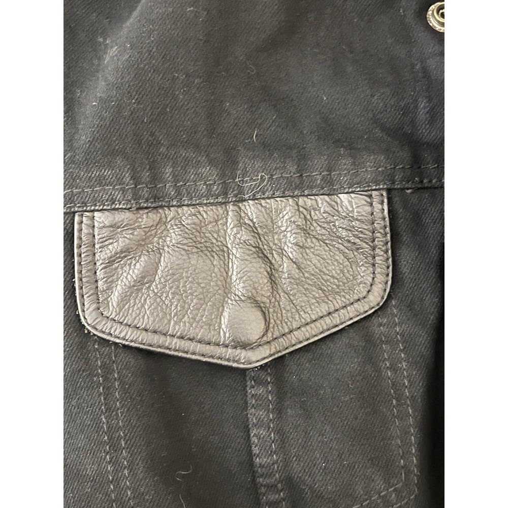 Street & Steel Mens Size Medium Biker Motorcyle Vest Black Denim & Leather - Picture 6 of 8